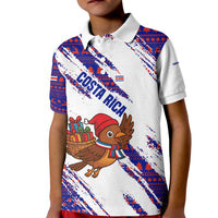Costa Rica Christmas Kid Polo Shirt with Holiday Bird Gifts Red Blue Pattern and National Flag Design - Wonder Print Shop