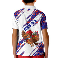 Costa Rica Christmas Kid Polo Shirt with Holiday Bird Gifts Red Blue Pattern and National Flag Design - Wonder Print Shop