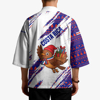 Costa Rica Christmas Kimono with Holiday Bird Gifts Red Blue Pattern and National Flag Design - Wonder Print Shop
