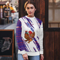 Costa Rica Christmas Ugly Christmas Sweater with Holiday Bird Gifts Red Blue Pattern and National Flag Design - Wonder Print Shop