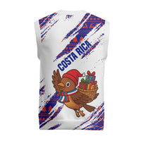 Costa Rica Christmas Knitted V-Neck Vest with Holiday Bird Gifts Red Blue Pattern and National Flag Design - Wonder Print Shop