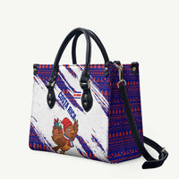 Costa Rica Christmas Leather Bag with Holiday Bird Gifts Red Blue Pattern and National Flag Design - Wonder Print Shop
