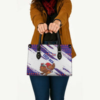 Costa Rica Christmas Leather Bag with Holiday Bird Gifts Red Blue Pattern and National Flag Design - Wonder Print Shop