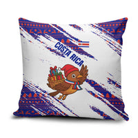 Costa Rica Christmas Pillow Cover with Holiday Bird Gifts Red Blue Pattern and National Flag Design - Wonder Print Shop