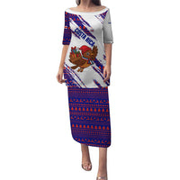 Costa Rica Christmas Puletasi with Holiday Bird Gifts Red Blue Pattern and National Flag Design - Wonder Print Shop