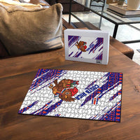 Costa Rica Christmas Puzzle with Holiday Bird Gifts Red Blue Pattern and National Flag Design - Wonder Print Shop