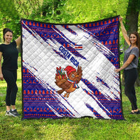 Costa Rica Christmas Quilt with Holiday Bird Gifts Red Blue Pattern and National Flag Design - Wonder Print Shop