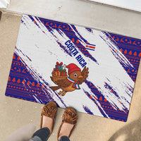 Costa Rica Christmas Rubber Doormat with Holiday Bird Gifts Red Blue Pattern and National Flag Design - Wonder Print Shop