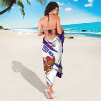 Costa Rica Christmas Sarong with Holiday Bird Gifts Red Blue Pattern and National Flag Design - Wonder Print Shop