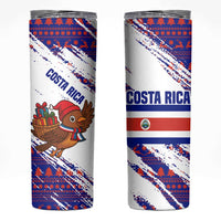 Costa Rica Christmas Skinny Tumbler with Holiday Bird Gifts Red Blue Pattern and National Flag Design - Wonder Print Shop