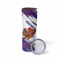 Costa Rica Christmas Skinny Tumbler with Holiday Bird Gifts Red Blue Pattern and National Flag Design - Wonder Print Shop