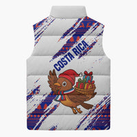 Costa Rica Christmas Sleeveless Puffer Jacket with Holiday Bird Gifts Red Blue Pattern and National Flag Design - Wonder Print Shop