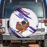 Costa Rica Christmas Spare Tire Cover with Holiday Bird Gifts Red Blue Pattern and National Flag Design - Wonder Print Shop