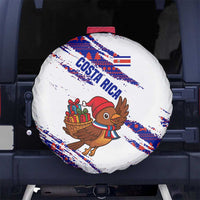 Costa Rica Christmas Spare Tire Cover with Holiday Bird Gifts Red Blue Pattern and National Flag Design - Wonder Print Shop