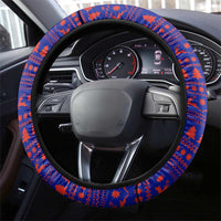Costa Rica Christmas Steering Wheel Cover with Holiday Bird Gifts Red Blue Pattern and National Flag Design - Wonder Print Shop
