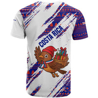 Costa Rica Christmas T Shirt with Holiday Bird Gifts Red Blue Pattern and National Flag Design - Wonder Print Shop