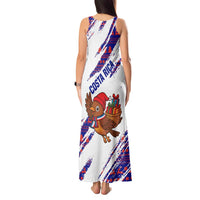 Costa Rica Christmas Tank Maxi Dress with Holiday Bird Gifts Red Blue Pattern and National Flag Design - Wonder Print Shop
