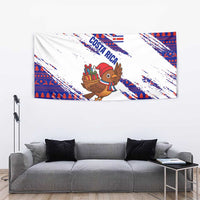 Costa Rica Christmas Tapestry with Holiday Bird Gifts Red Blue Pattern and National Flag Design - Wonder Print Shop