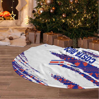 Costa Rica Christmas Tree Skirt with Holiday Bird Gifts Red Blue Pattern and National Flag Design - Wonder Print Shop