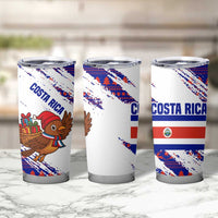 Costa Rica Christmas Tumbler Cup with Holiday Bird Gifts Red Blue Pattern and National Flag Design - Wonder Print Shop