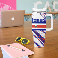 Costa Rica Christmas Tumbler With Handle with Holiday Bird Gifts Red Blue Pattern and National Flag Design - Wonder Print Shop