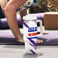 Costa Rica Christmas Tumbler With Handle with Holiday Bird Gifts Red Blue Pattern and National Flag Design - Wonder Print Shop