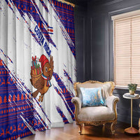 Costa Rica Christmas Window Curtain with Holiday Bird Gifts Red Blue Pattern and National Flag Design - Wonder Print Shop