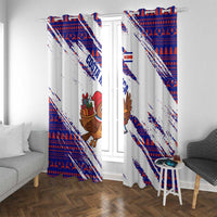 Costa Rica Christmas Window Curtain with Holiday Bird Gifts Red Blue Pattern and National Flag Design - Wonder Print Shop