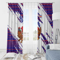 Costa Rica Christmas Window Curtain with Holiday Bird Gifts Red Blue Pattern and National Flag Design - Wonder Print Shop
