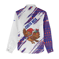 Costa Rica Christmas Women Casual Shirt with Holiday Bird Gifts Red Blue Pattern and National Flag Design - Wonder Print Shop