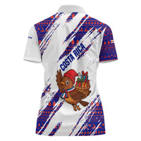 Costa Rica Christmas Women Polo Shirt with Holiday Bird Gifts Red Blue Pattern and National Flag Design - Wonder Print Shop