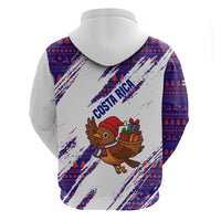 Costa Rica Christmas Zip Hoodie with Holiday Bird Gifts Red Blue Pattern and National Flag Design - Wonder Print Shop
