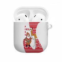Peru Christmas AirPods Case with Santa Claus Vicuña Andean Poncho and Red Festive Pattern Design - Wonder Print Shop