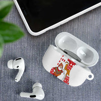 Peru Christmas AirPods Case with Santa Claus Vicuña Andean Poncho and Red Festive Pattern Design - Wonder Print Shop