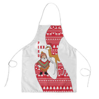 Peru Christmas Apron with Santa Claus Vicuña Andean Poncho and Red Festive Pattern Design - Wonder Print Shop