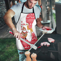 Peru Christmas Apron with Santa Claus Vicuña Andean Poncho and Red Festive Pattern Design - Wonder Print Shop