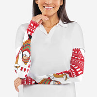 Peru Christmas Arm Sleeves with Santa Claus Vicuña Andean Poncho and Red Festive Pattern Design - Wonder Print Shop