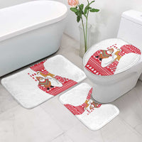 Peru Christmas Bathroom Set with Santa Claus Vicuña Andean Poncho and Red Festive Pattern Design - Wonder Print Shop