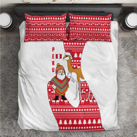 Peru Christmas Bedding Set with Santa Claus Vicuña Andean Poncho and Red Festive Pattern Design - Wonder Print Shop