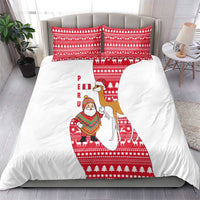 Peru Christmas Bedding Set with Santa Claus Vicuña Andean Poncho and Red Festive Pattern Design - Wonder Print Shop