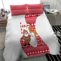 Peru Christmas Bedding Set with Santa Claus Vicuña Andean Poncho and Red Festive Pattern Design - Wonder Print Shop