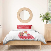 Peru Christmas Bedding Set with Santa Claus Vicuña Andean Poncho and Red Festive Pattern Design - Wonder Print Shop