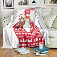 Peru Christmas Blanket with Santa Claus Vicuña Andean Poncho and Red Festive Pattern Design - Wonder Print Shop