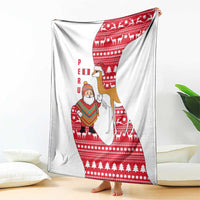 Peru Christmas Blanket with Santa Claus Vicuña Andean Poncho and Red Festive Pattern Design - Wonder Print Shop