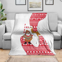 Peru Christmas Blanket with Santa Claus Vicuña Andean Poncho and Red Festive Pattern Design - Wonder Print Shop