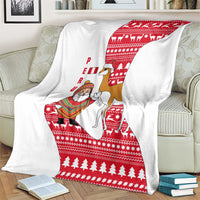 Peru Christmas Blanket with Santa Claus Vicuña Andean Poncho and Red Festive Pattern Design - Wonder Print Shop
