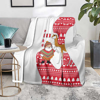 Peru Christmas Blanket with Santa Claus Vicuña Andean Poncho and Red Festive Pattern Design - Wonder Print Shop