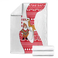 Peru Christmas Blanket with Santa Claus Vicuña Andean Poncho and Red Festive Pattern Design - Wonder Print Shop