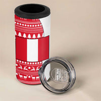 Peru Christmas 4 in 1 Can Cooler Tumbler with Santa Claus Vicuña Andean Poncho and Red Festive Pattern Design - Wonder Print Shop