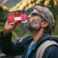 Peru Christmas 4 in 1 Can Cooler Tumbler with Santa Claus Vicuña Andean Poncho and Red Festive Pattern Design - Wonder Print Shop